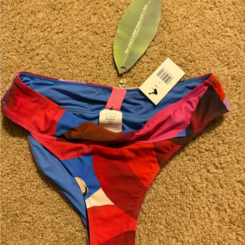 FARM Rio Red and Blue Bikini with Asymmetrical Design 🙂
